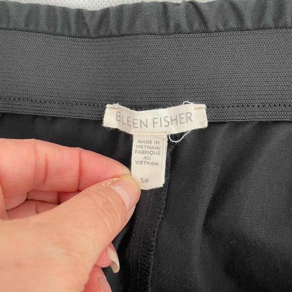 EILEEN FISHER ORGANIC COTTON ELASTIC WAIST SLIM PULL-ON PANTS SIZE S/P Black - Picture 3 of 8